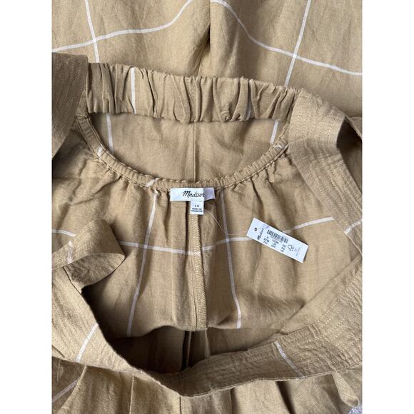 Madewell Plus Windowpane Super Wide Leg Jumpsuit Olive Surplus Size 16 - Picture 8 of 11